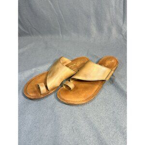 Elegant Tan Leather Slide Sandals